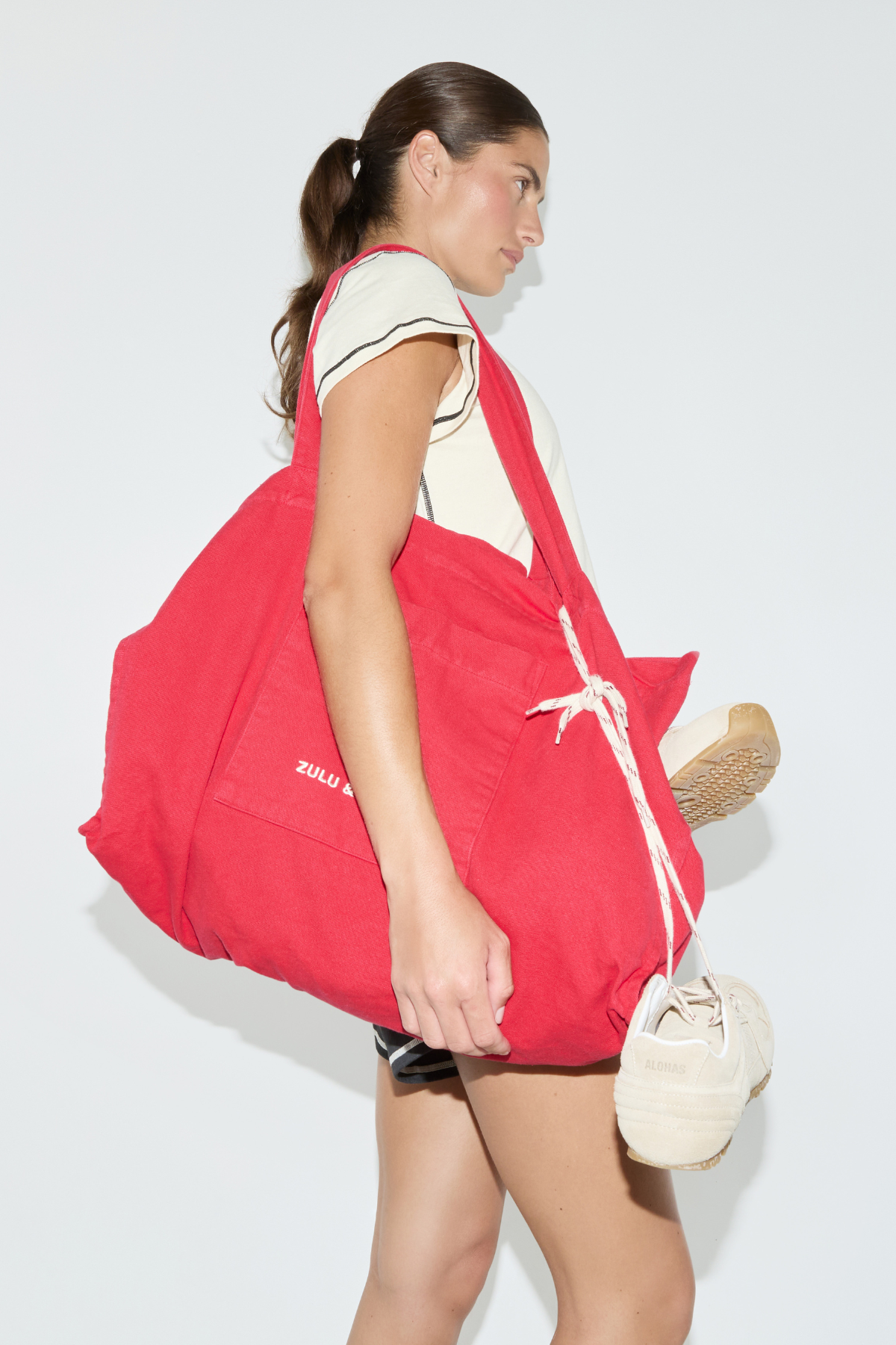 Cotton Canvas Tote Bag - Red