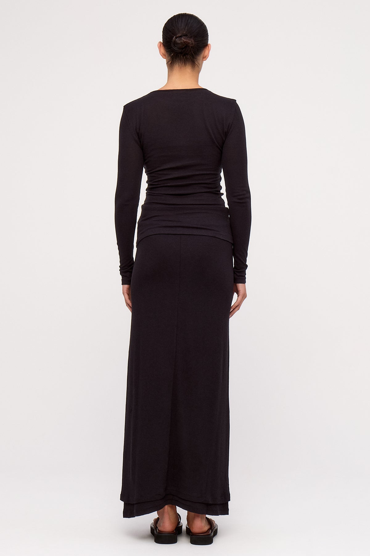 Rib Hemp Jersey Long Sleeve Top - Black