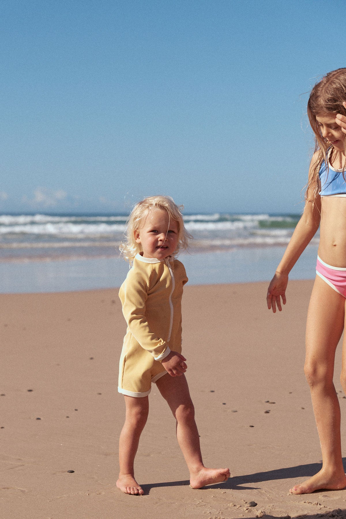 Mini Stripe Rib Surf Suit - Marigold