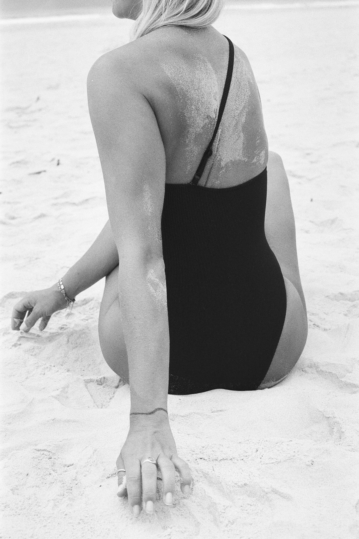 Signature Stripe One Shoulder One Piece - Black