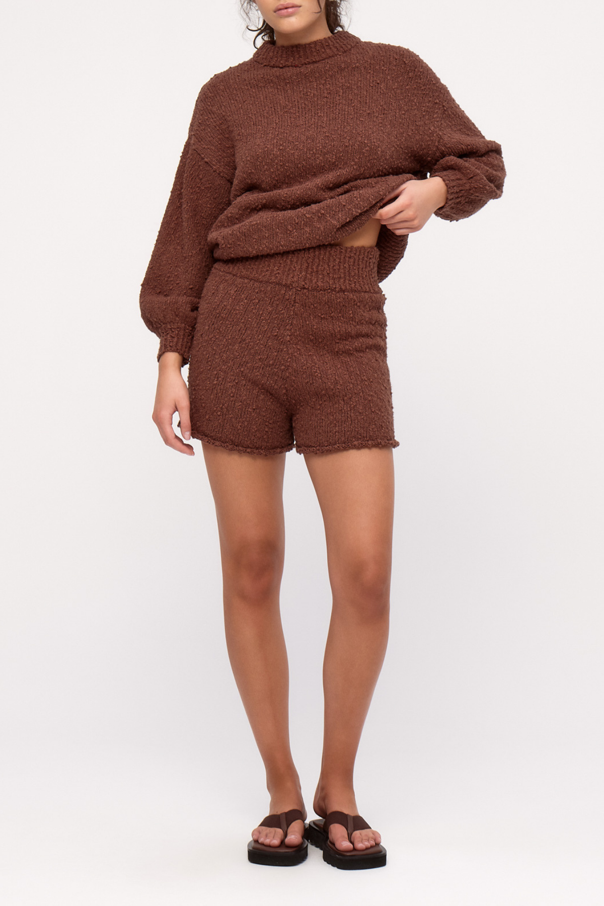 Boucle Knit Short - Carob