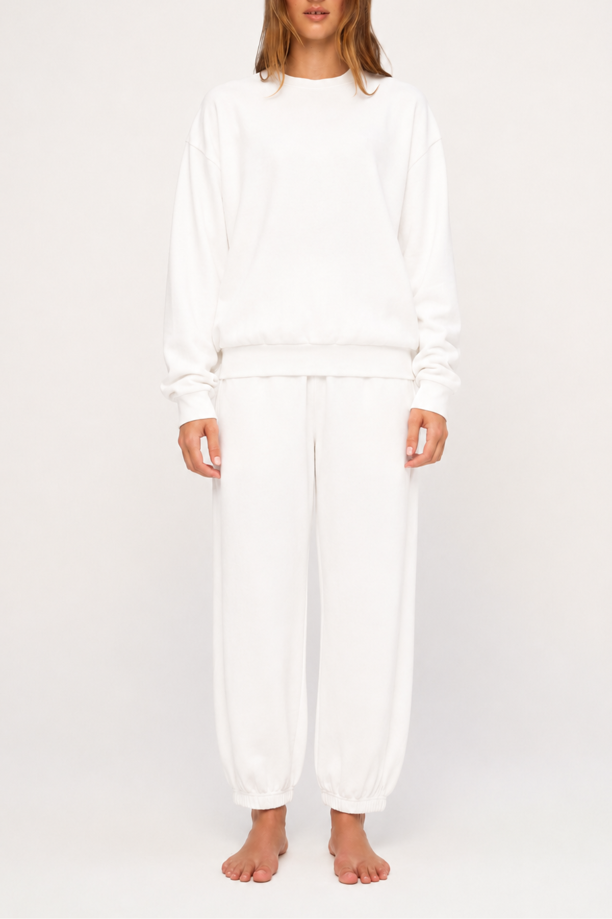 Waffle Textured Sport Sweat Shirt - White