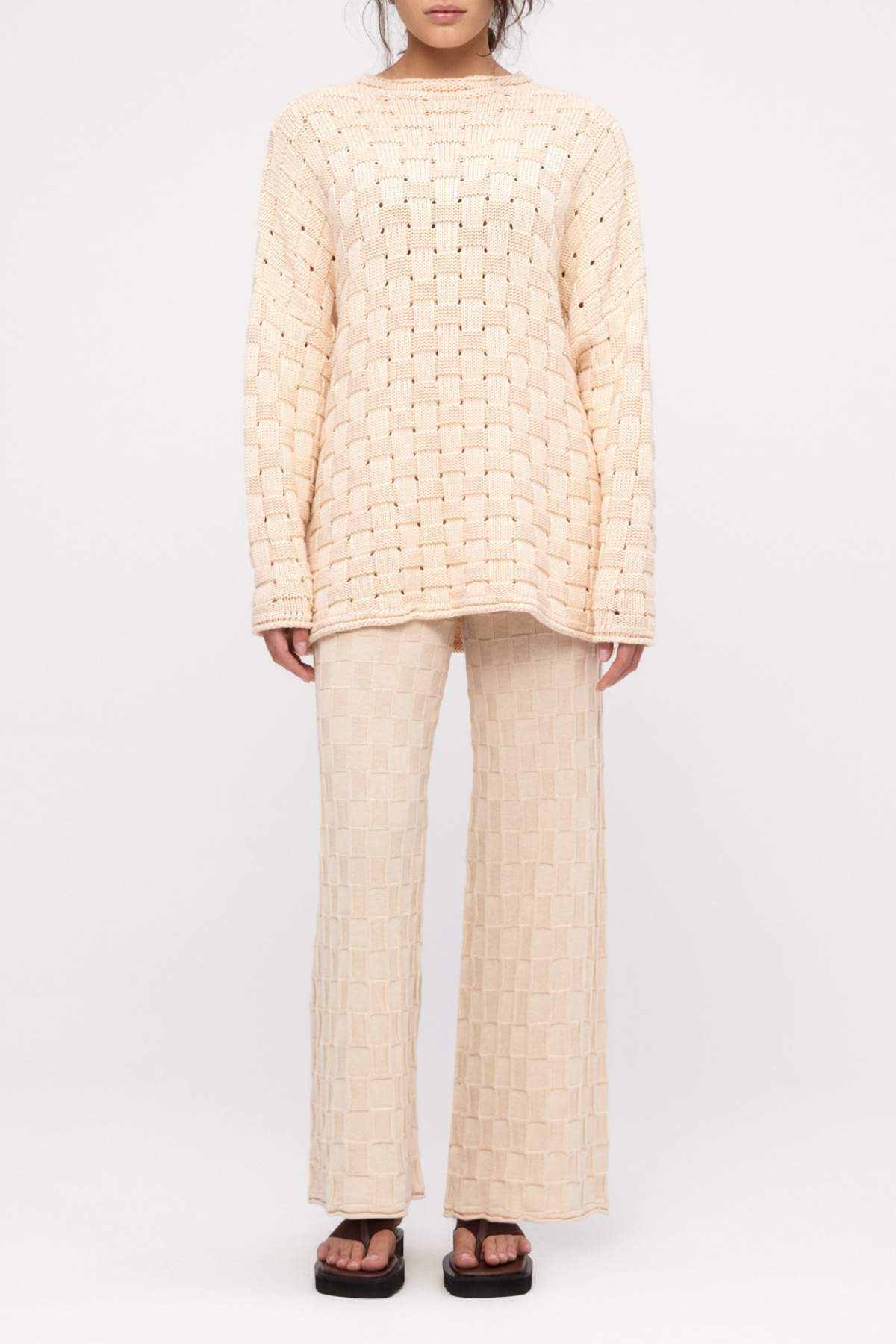 Basketweave Knit Jumper - Natural