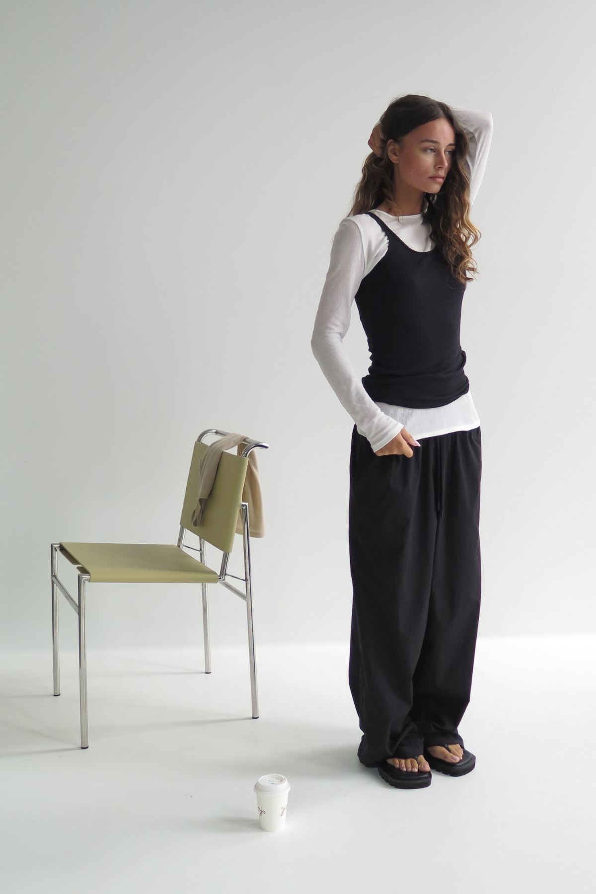 Rib Hemp Jersey Long Sleeve Top - White
