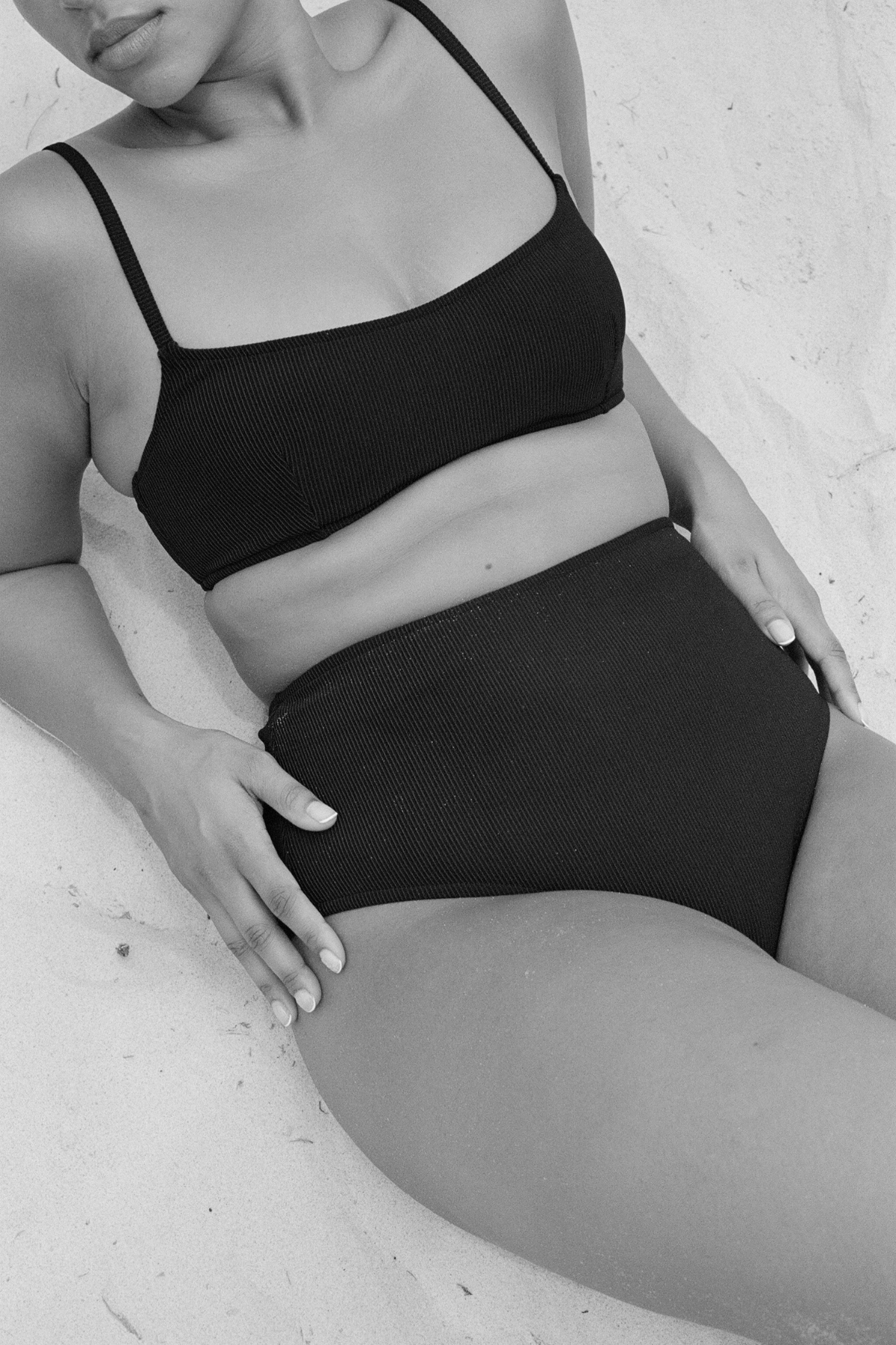 Signature Stripe Bralette Top - Black