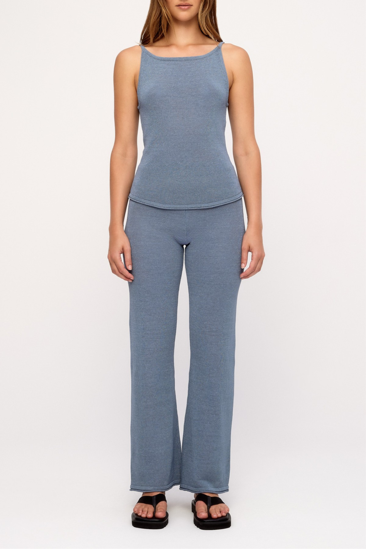 Textured Knit Pant - Denim Blue