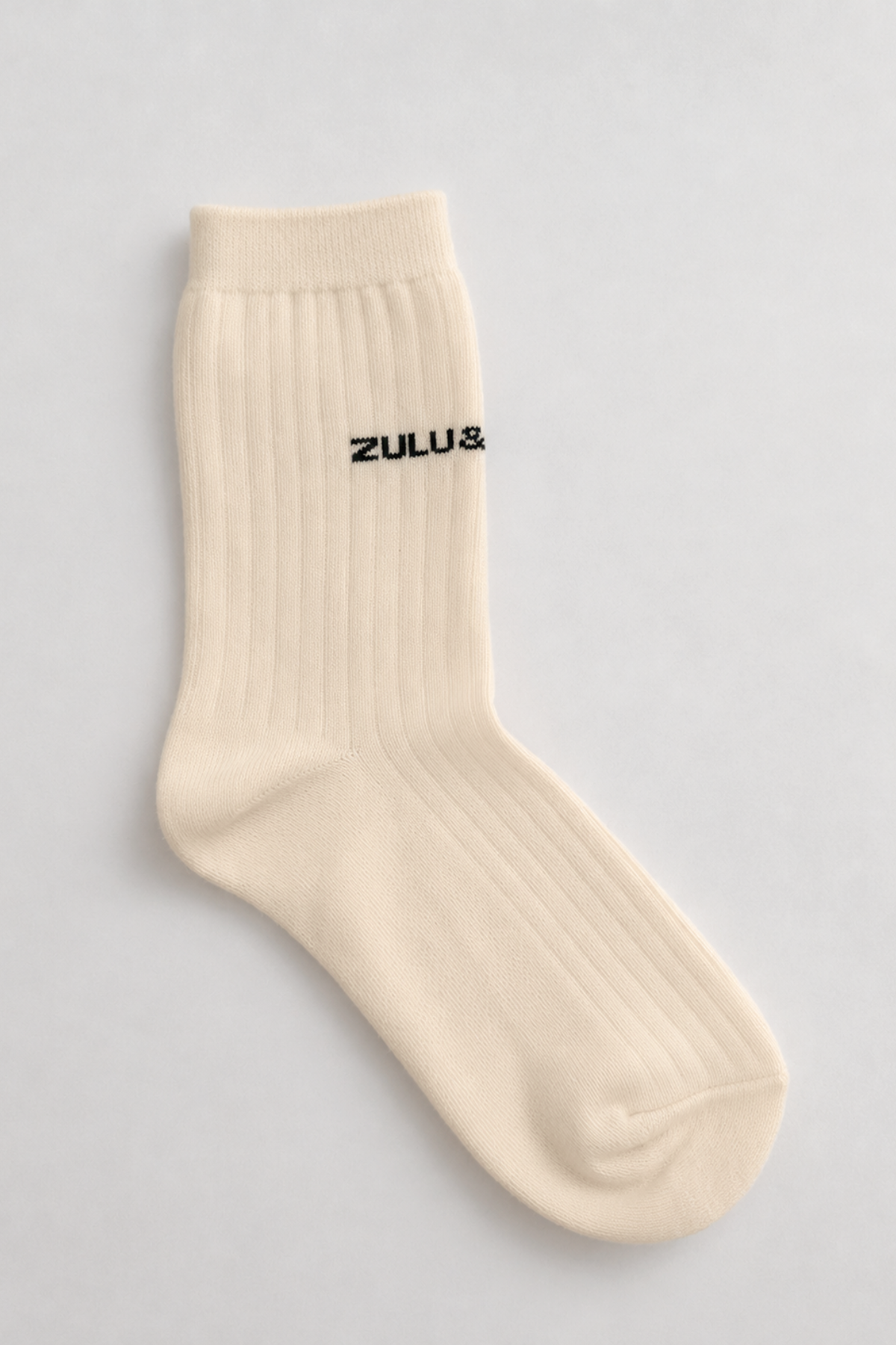 Soft Rib Logo Socks - Coconut
