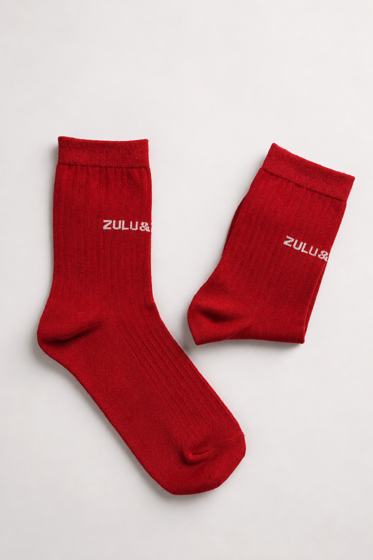Soft Rib Logo Socks - Red