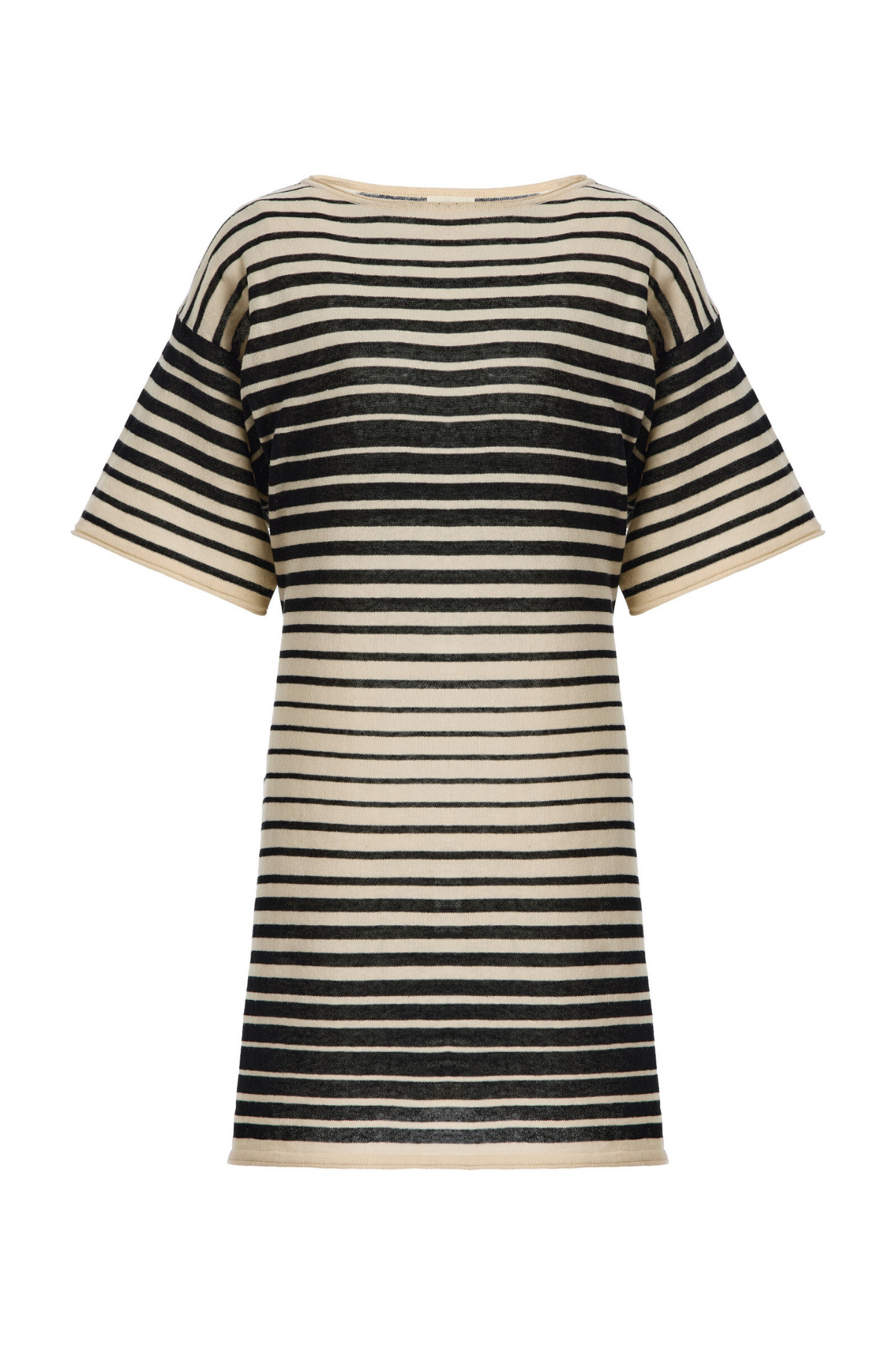 Ramie Cotton Knit Mini Dress - Ombre Stripe