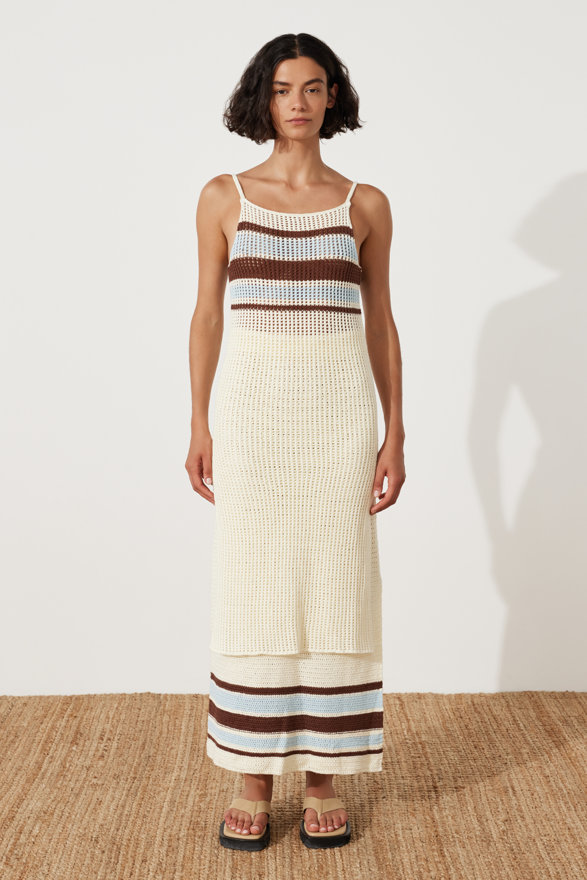Sea Stripe Cotton Crochet Skirt