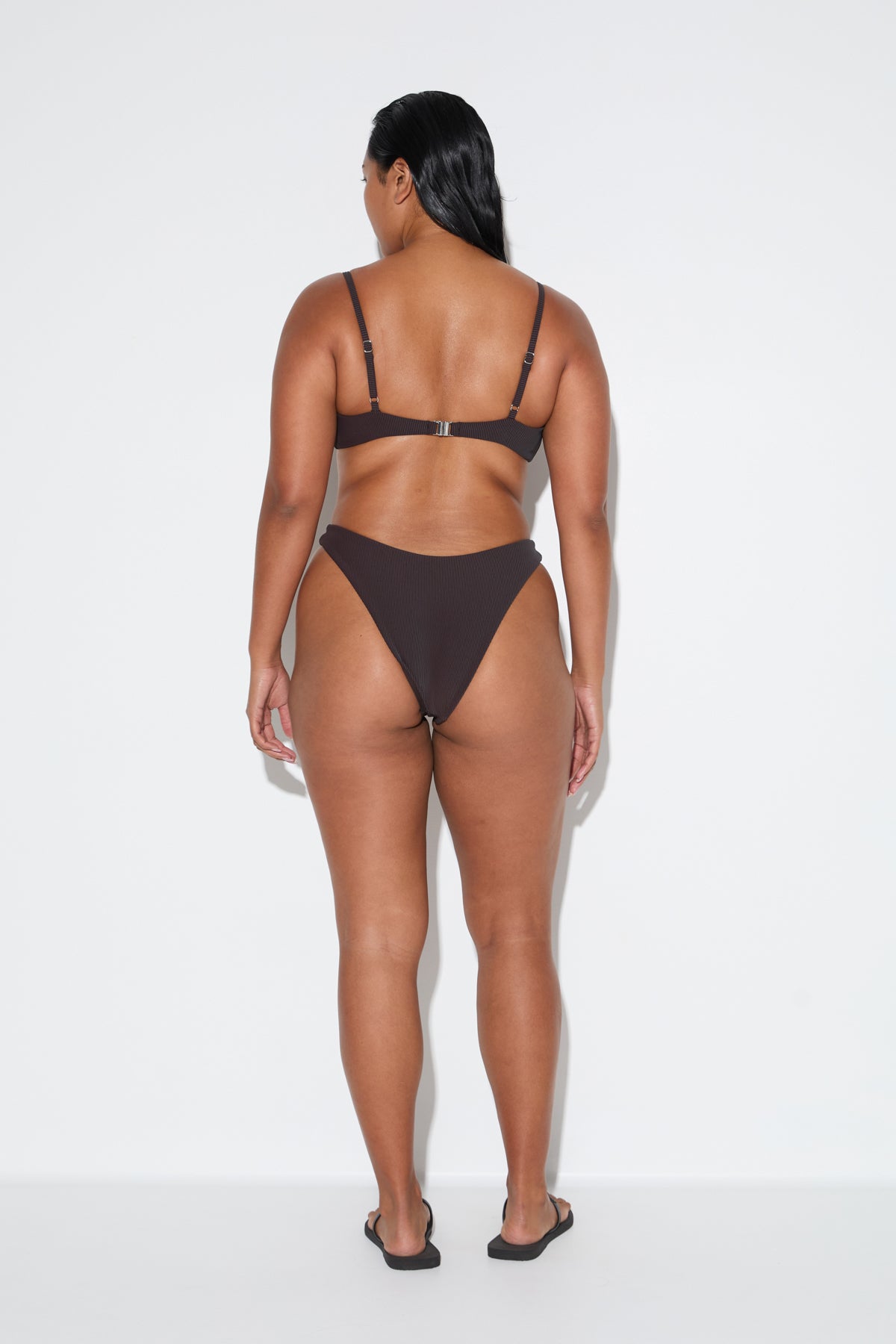 Signature Stripe Minimal Bralette Top - Smoky Brown