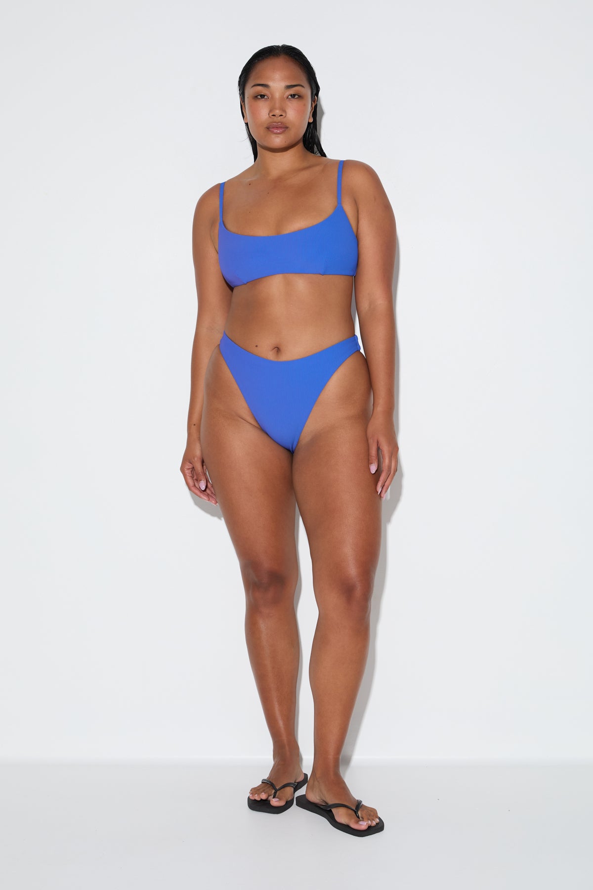 Signature Stripe High Cut Brief - Pacific Blue