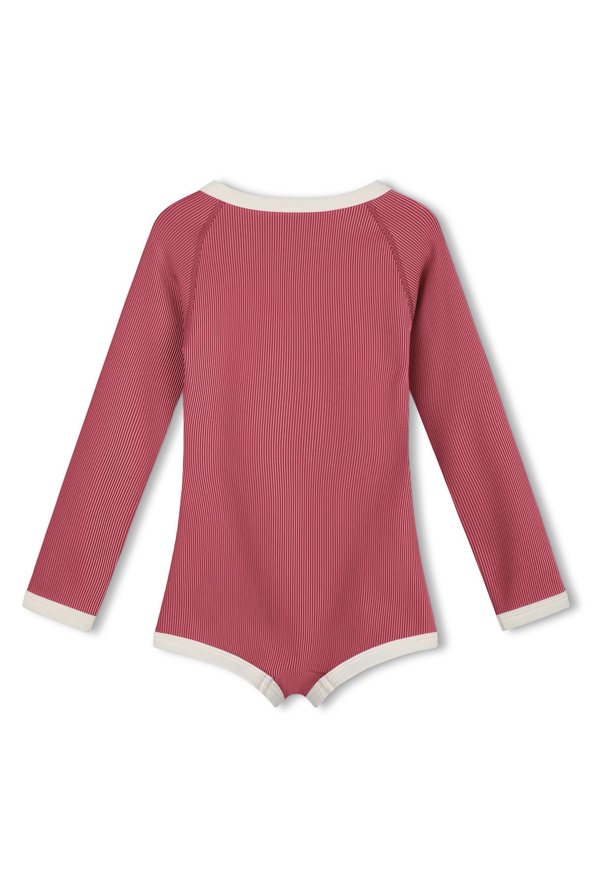 Mini Stripe Rashie Onesie - Clay Red