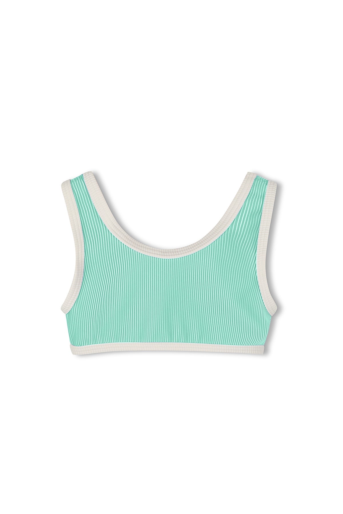 Mini Stripe Scoop Bikini Top - Aqua