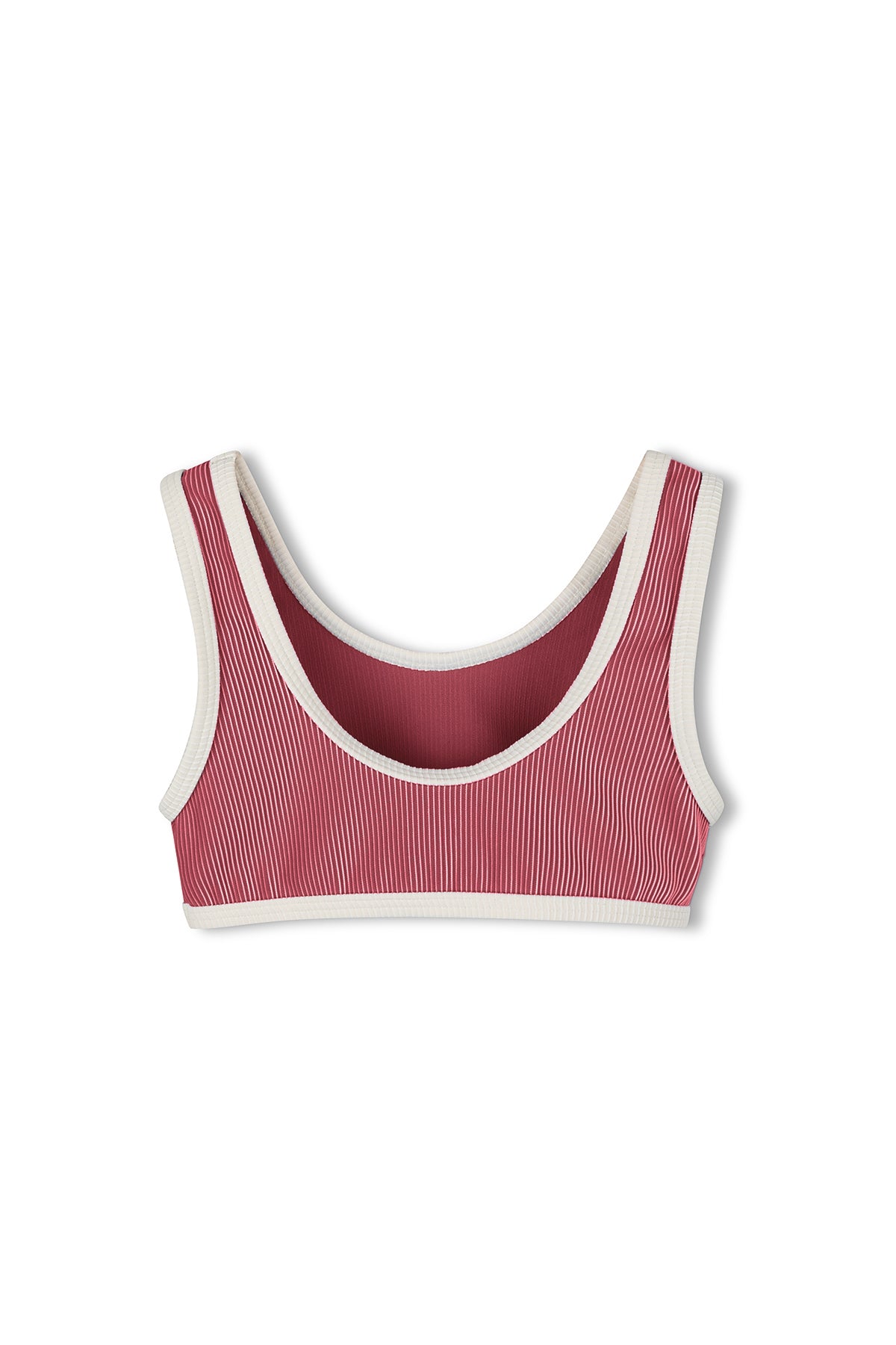 Mini Stripe Scoop Bikini Top - Clay Red