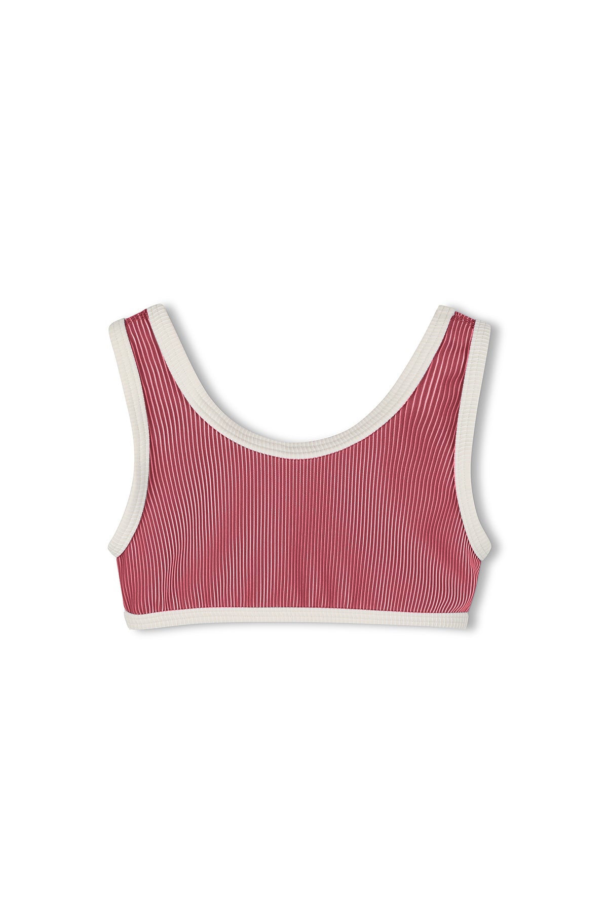 Mini Stripe Scoop Bikini Top - Clay Red