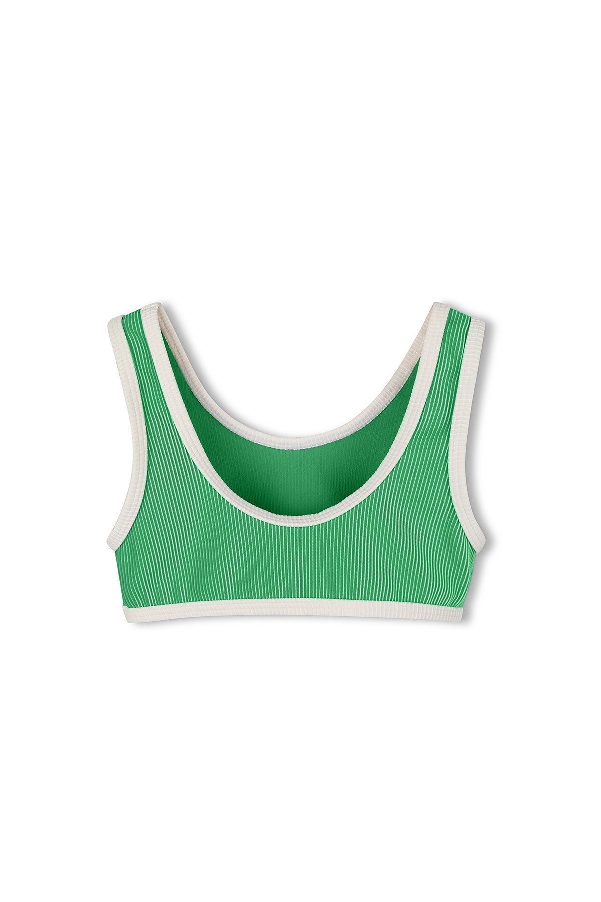 Mini Stripe Rib Scoop Bikini Top - Parrot Green