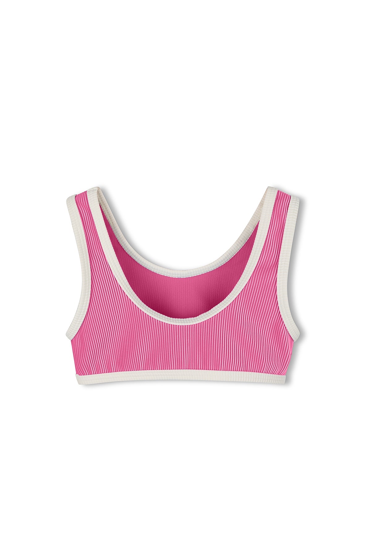 Mini Stripe Rib Scoop Bikini Top - Shell Pink