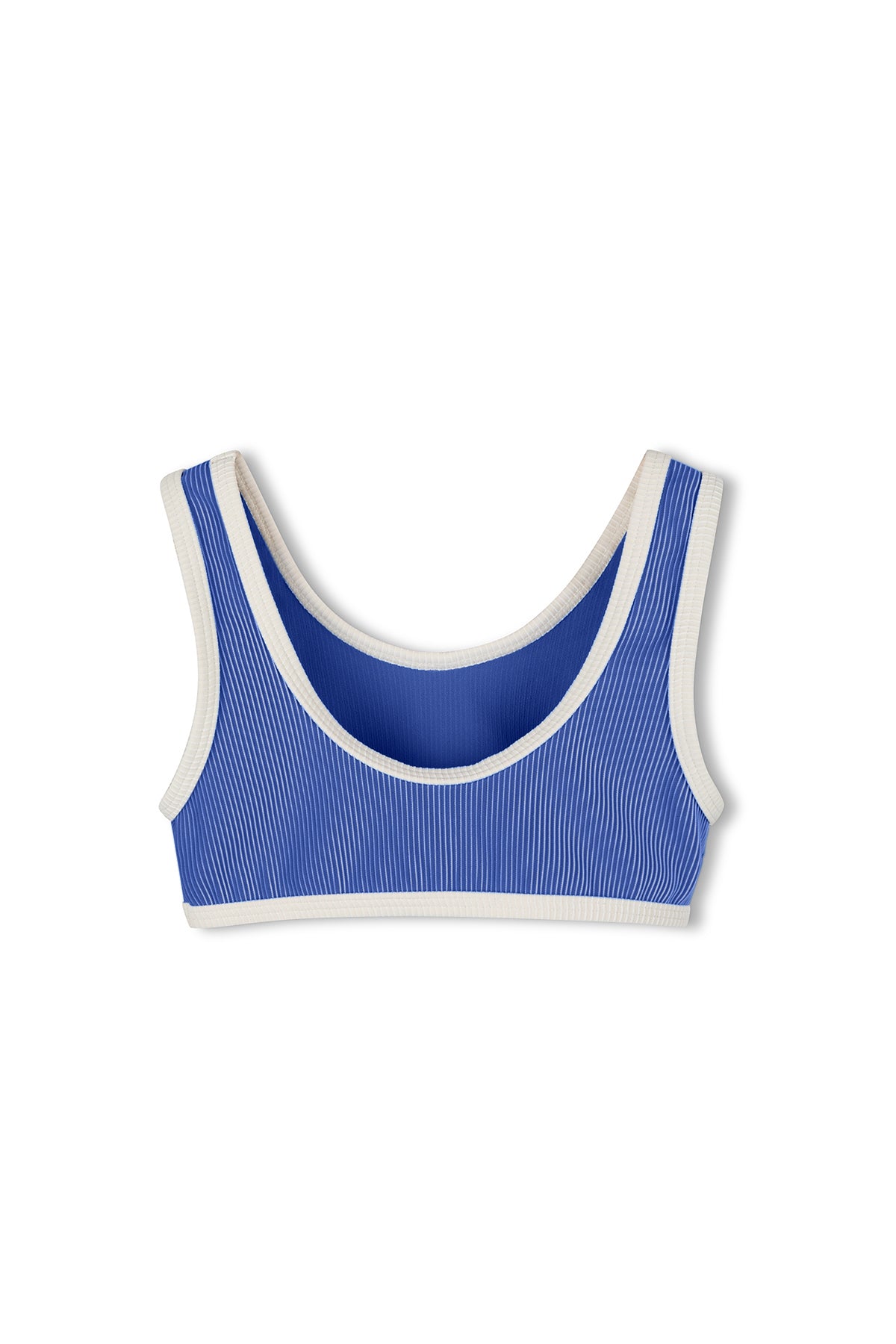 Mini Stripe Scoop Bikini Top - Sea Blue