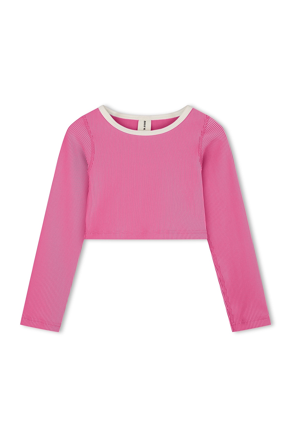 Mini Stripe Rib Crop Rashie - Shell Pink