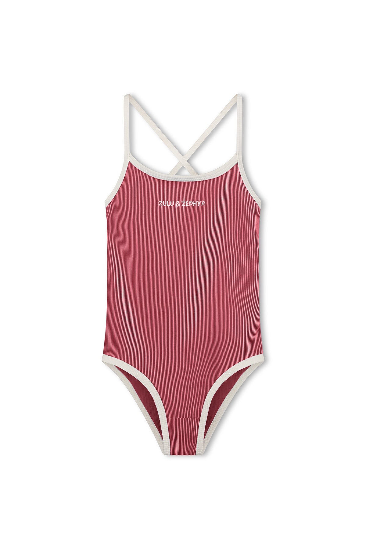 Mini Stripe Logo One Piece - Clay Red