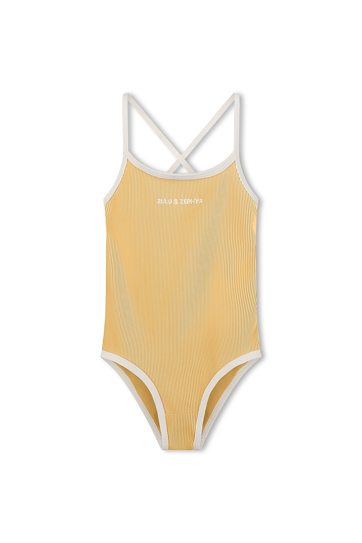 Mini Stripe Rib Logo One Piece - Marigold