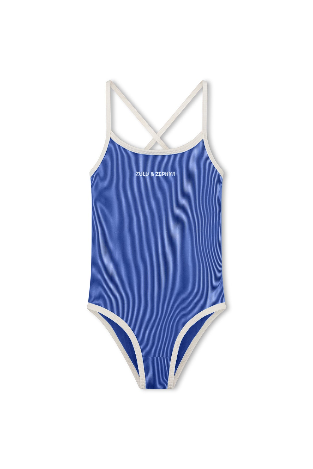 Mini Stripe Logo One Piece - Sea Blue