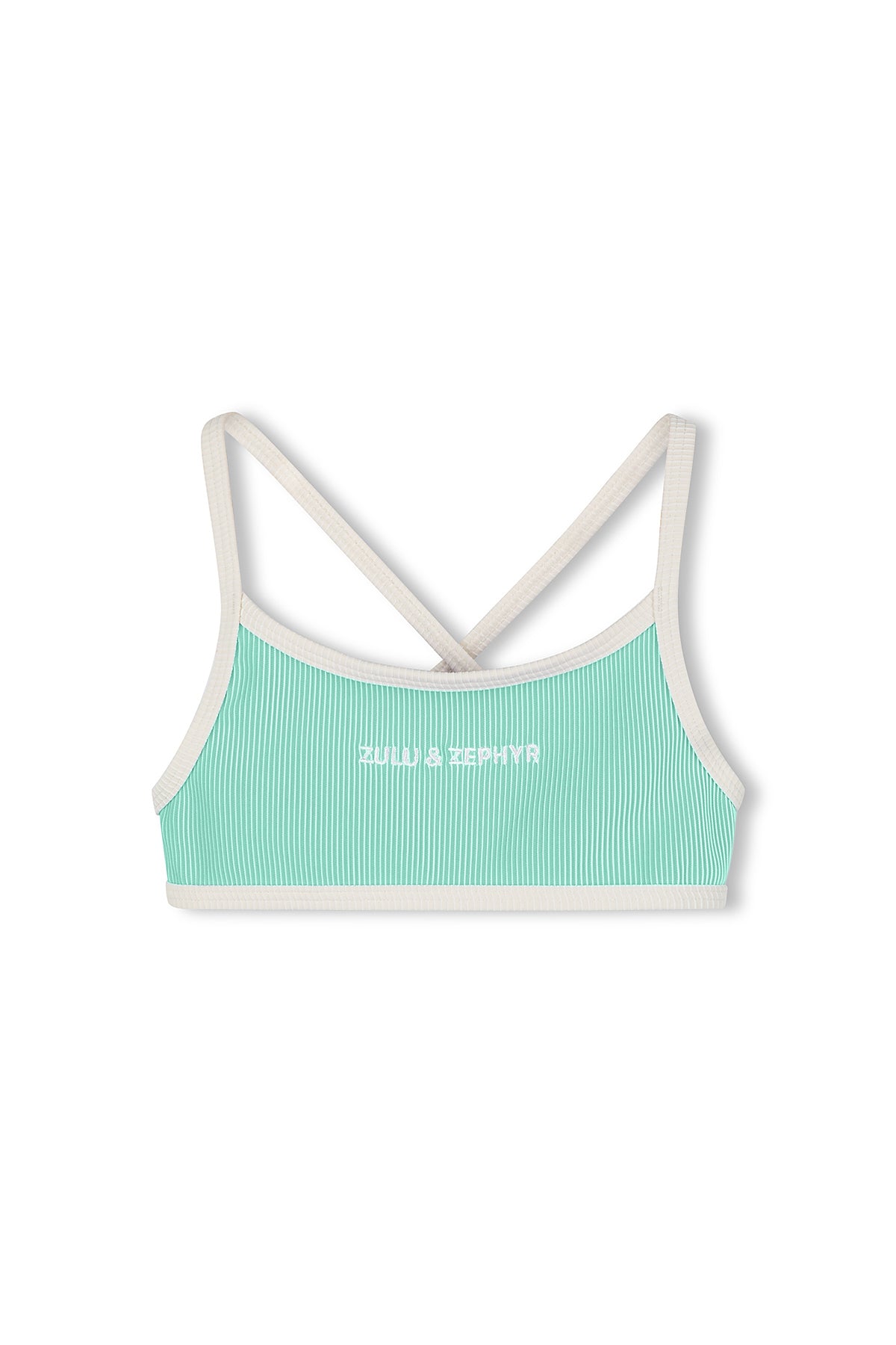 Mini Stripe Logo Bikini Top - Aqua