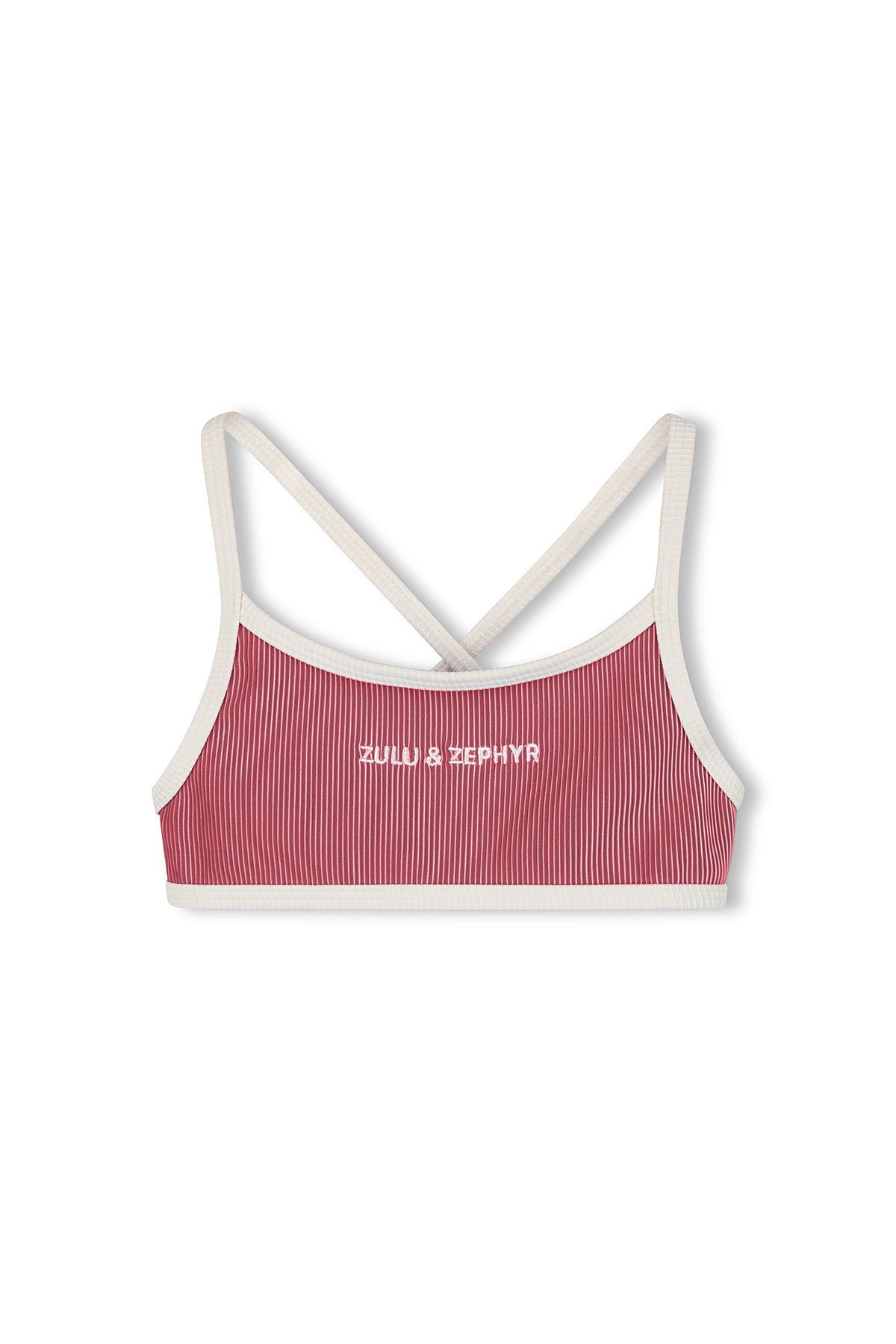 Mini Stripe Logo Bikini Top - Clay Red