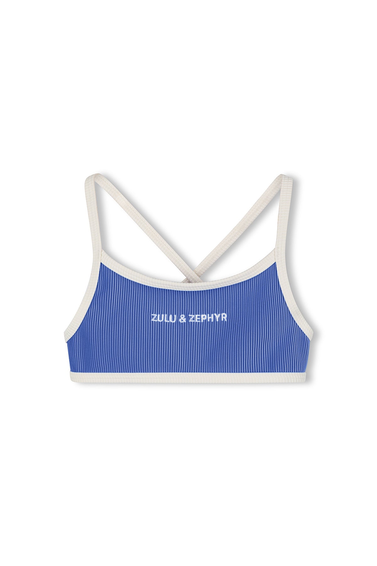 Mini Stripe Logo Bikini Top - Sea Blue