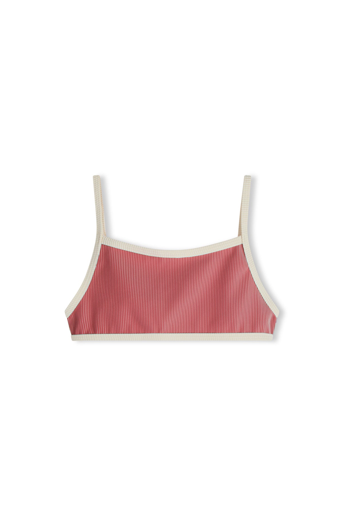 Mini Stripe Rib Adjustable Bralette - Clay Red