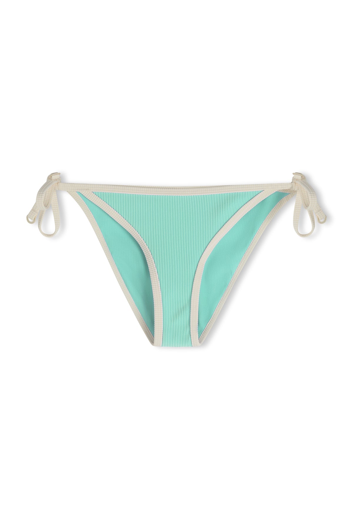 Mini Stripe Tie Side Bikini Bottom - Aqua