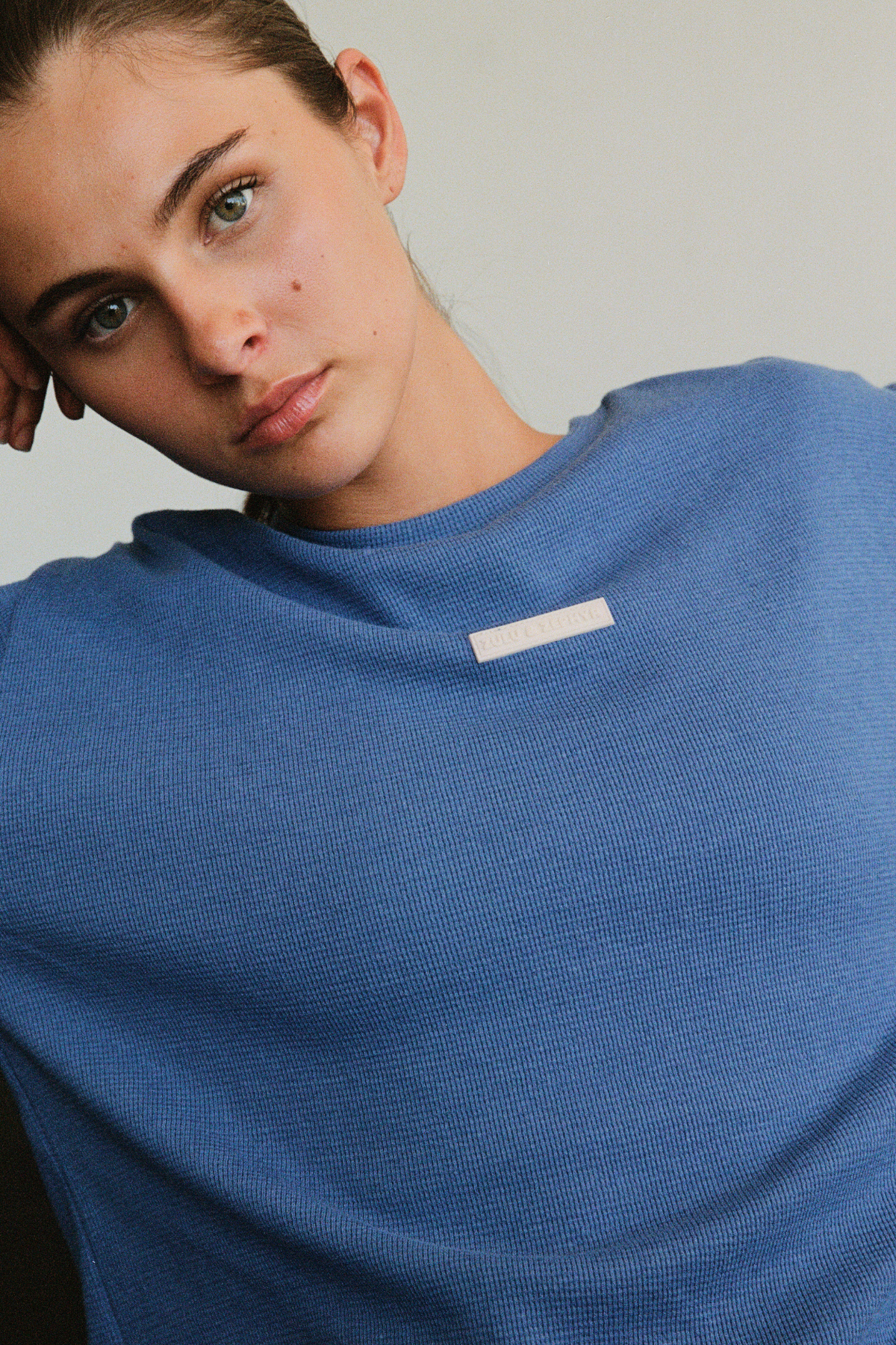 Waffle Long Sleeve Sport Tee - Blue