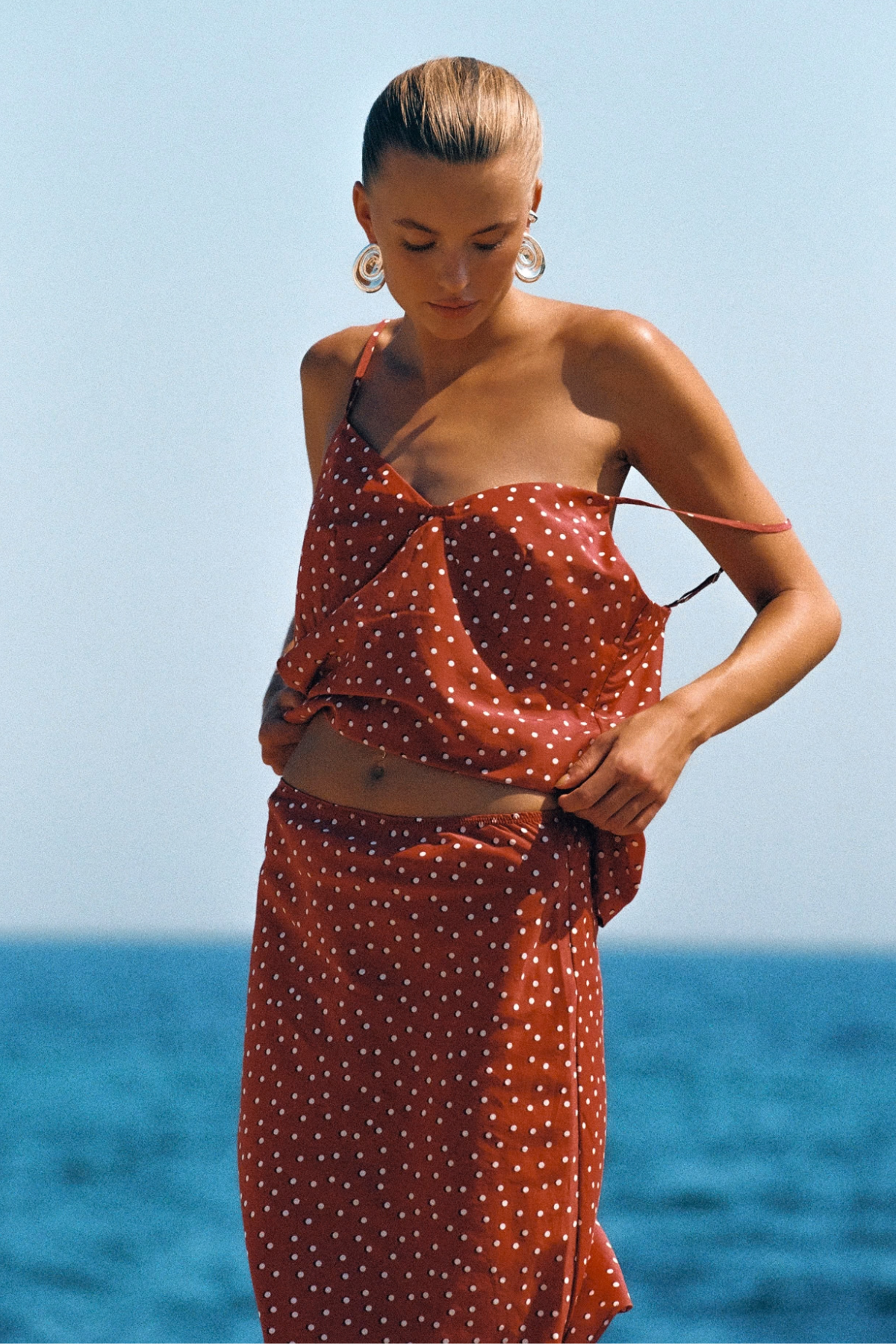 Cotton Silk Cami Top - Red Spot