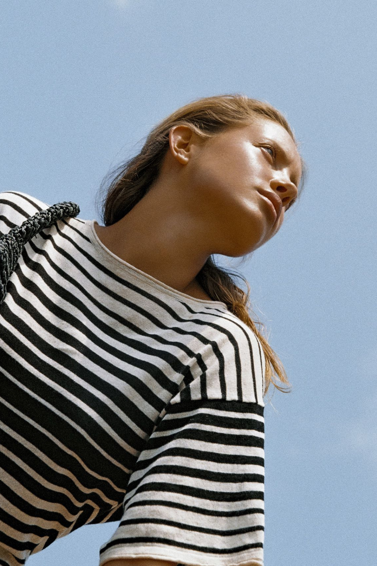 Ramie Cotton Knit Mini Dress - Ombre Stripe