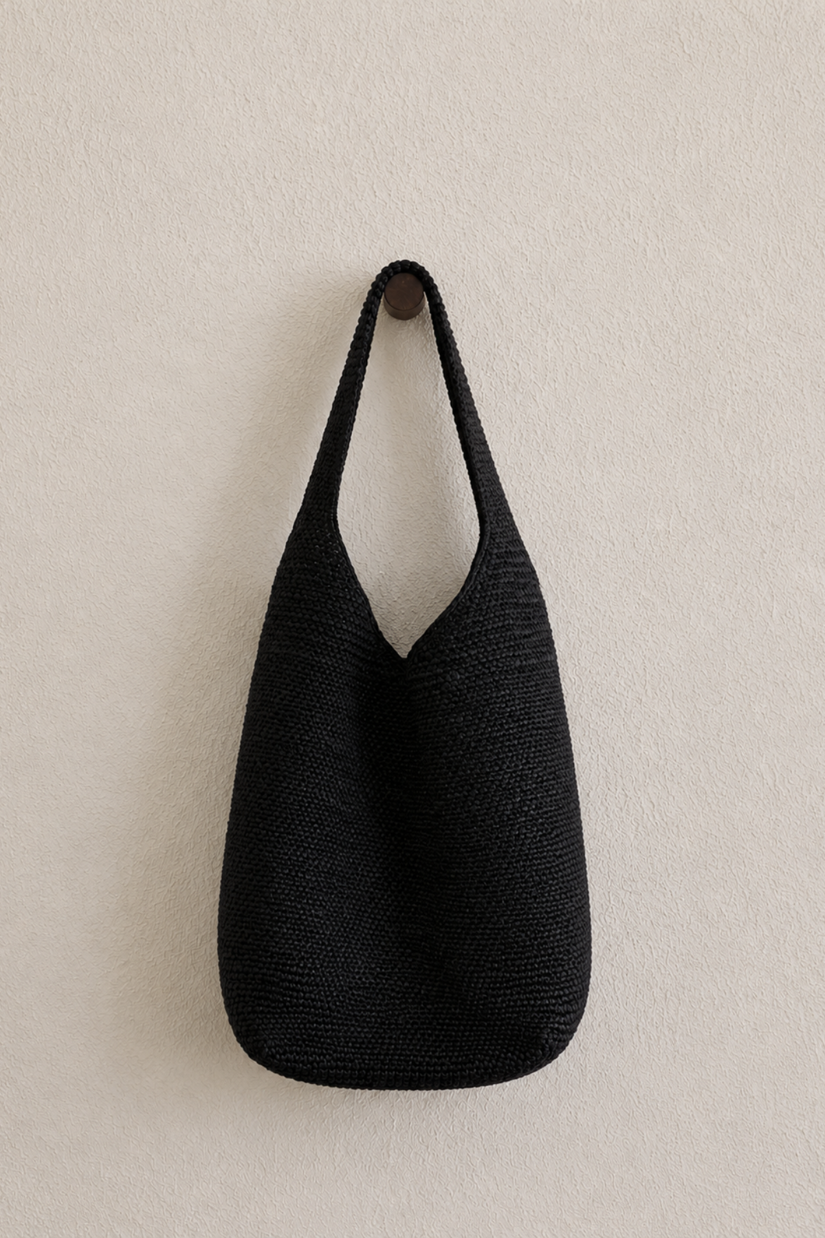 Raffia Bucket Bag - Black