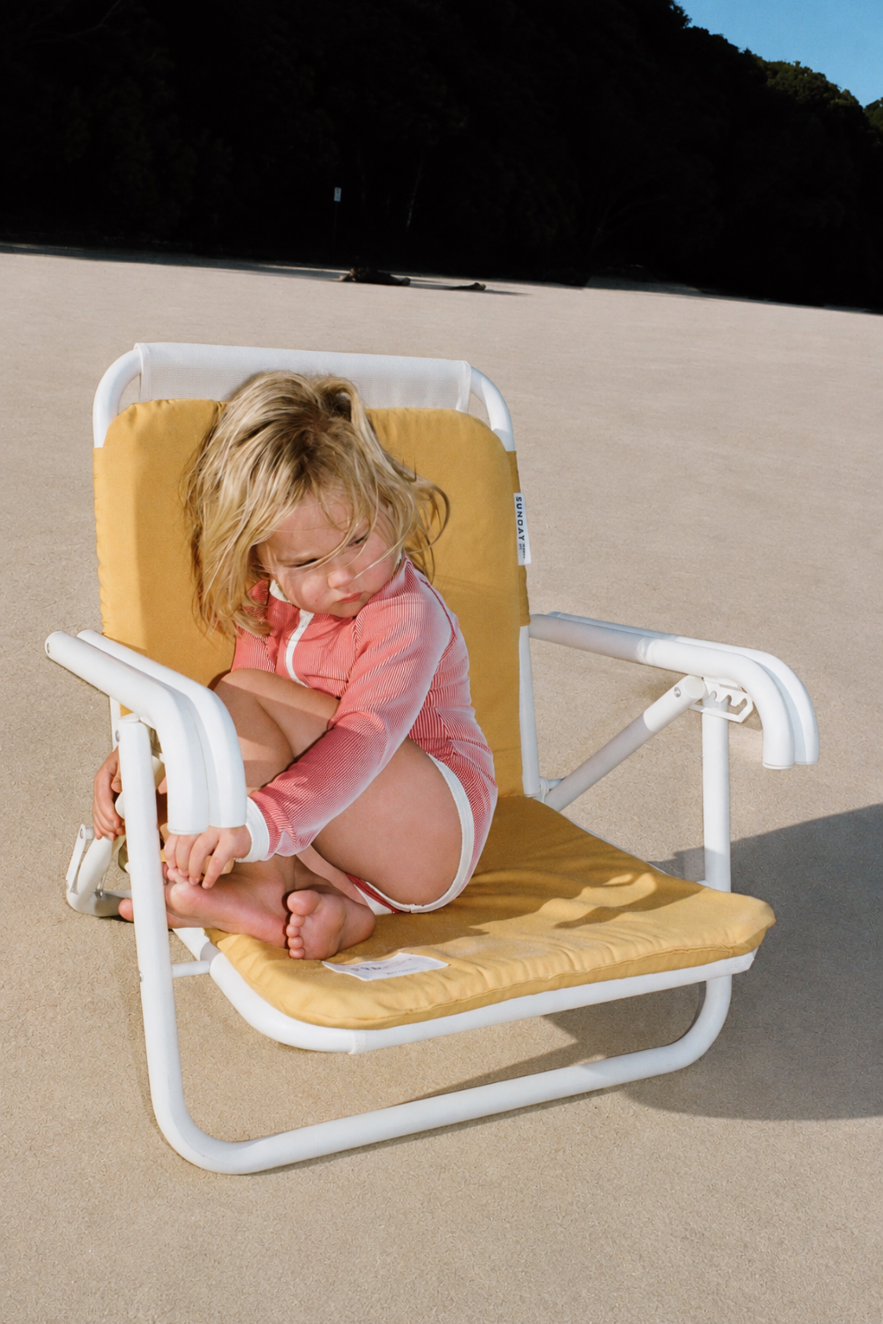 Mini Stripe Rashie Onesie - Clay Red