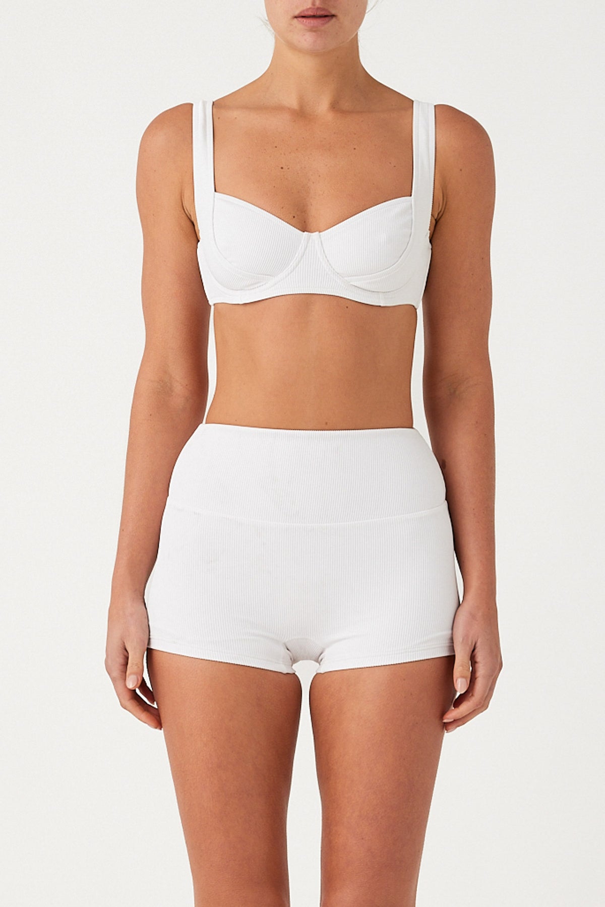 Signature Stripe Boy Short - White