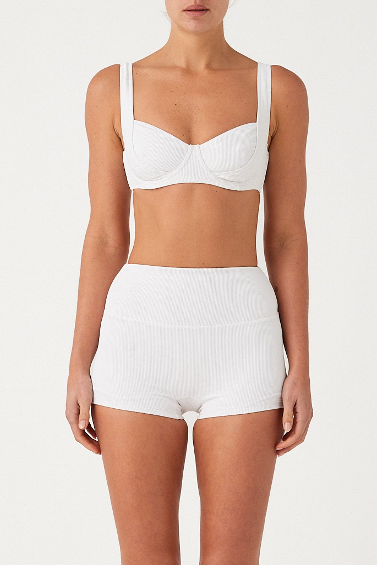 Signature Stripe Boy Short - White