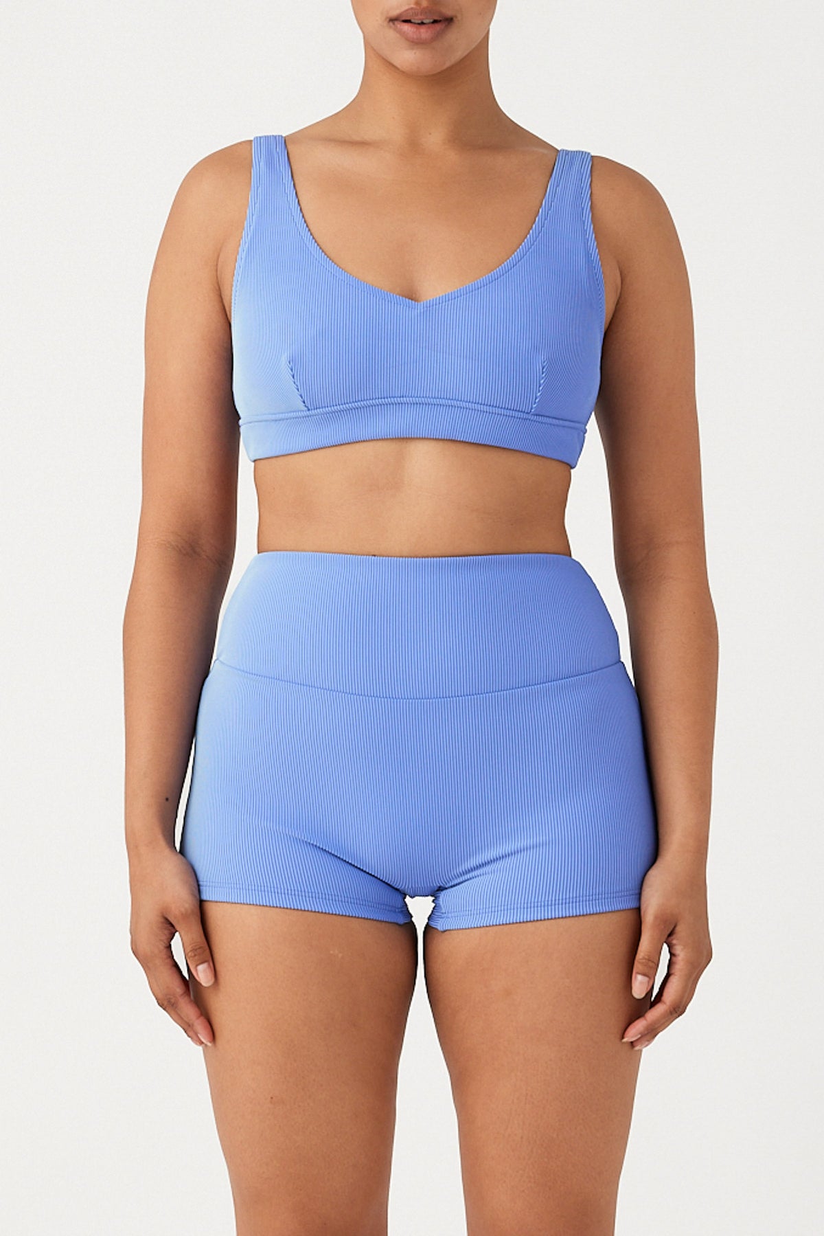 Signature Stripe Waistband Bralette Top - Sky
