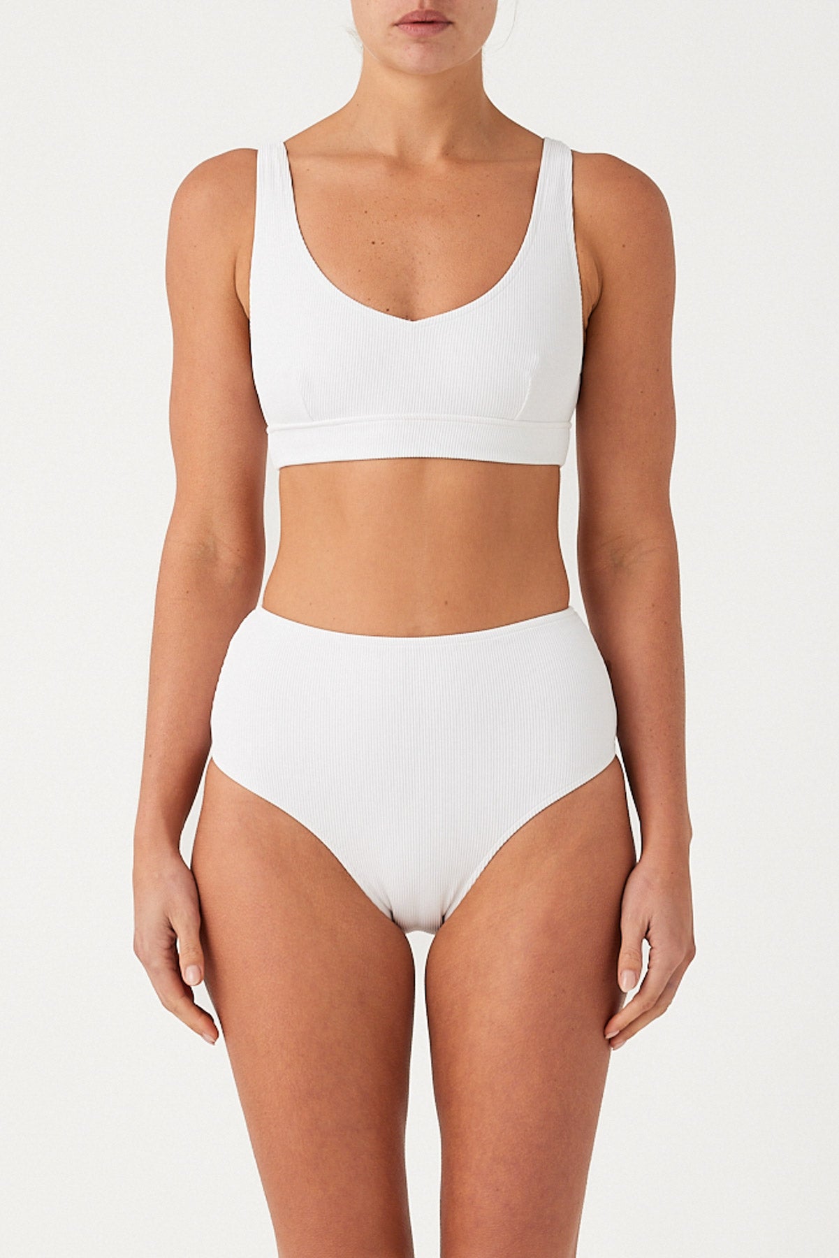 Signature Stripe Waistband Bralette Top - White