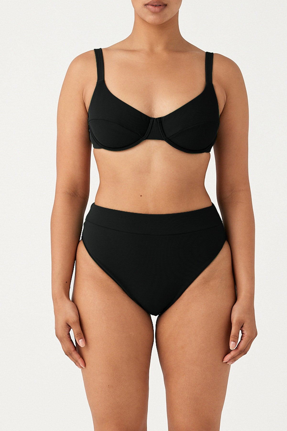 Signature Stripe High Waisted Brief - Black