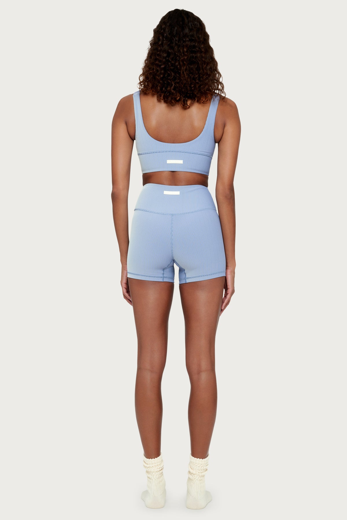 Stripe Rib 4 Inch Bike Short - Denim Blue