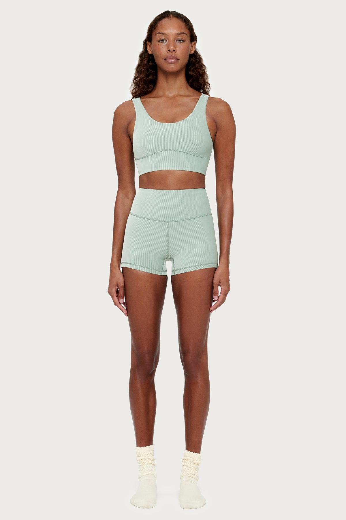 Stripe Rib Crop Top - Sage