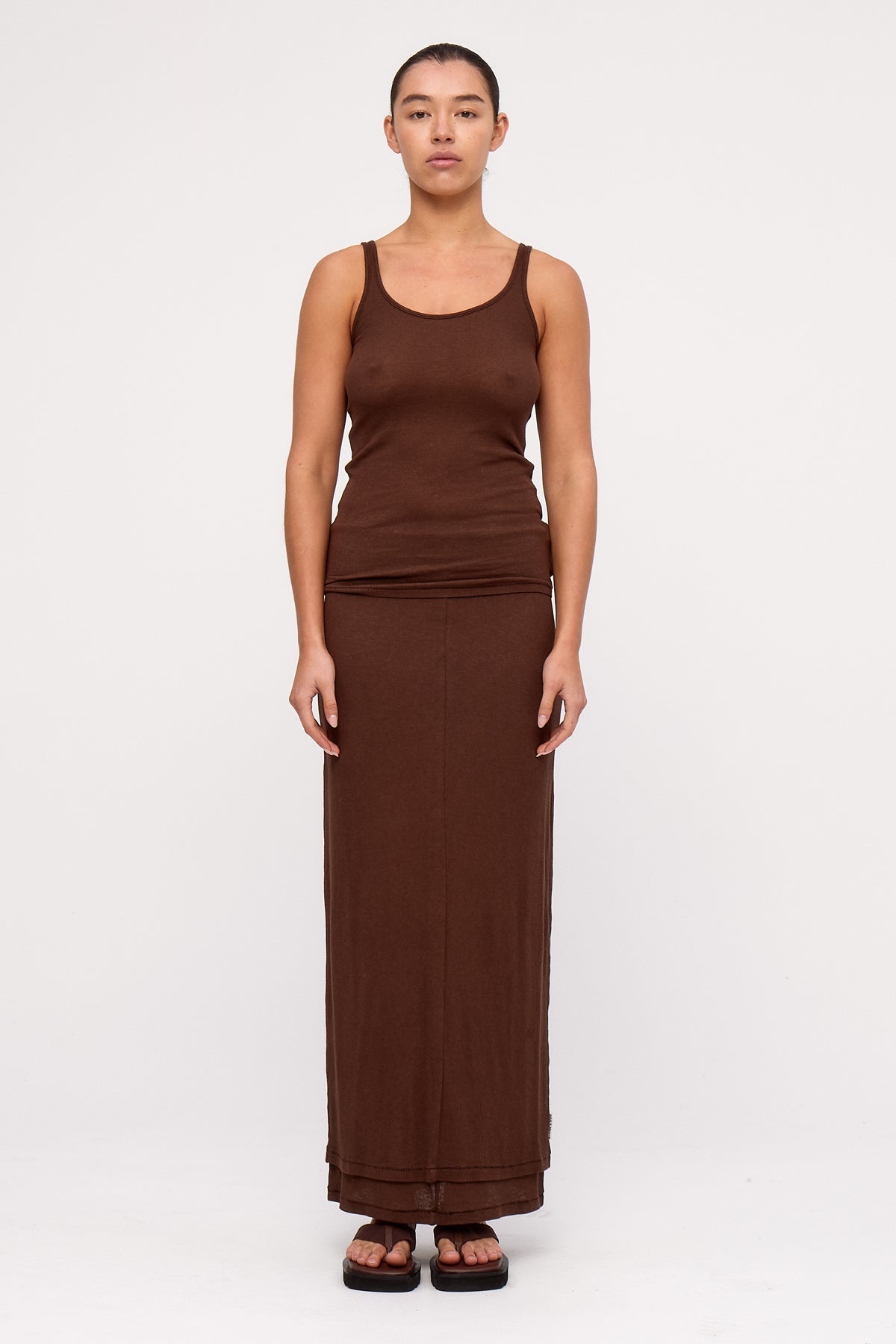 Rib Hemp Jersey Tank - Chocolate