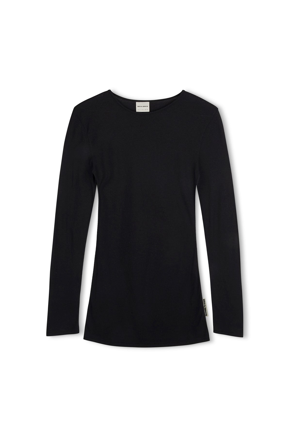 Rib Hemp Jersey Long Sleeve Top - Black