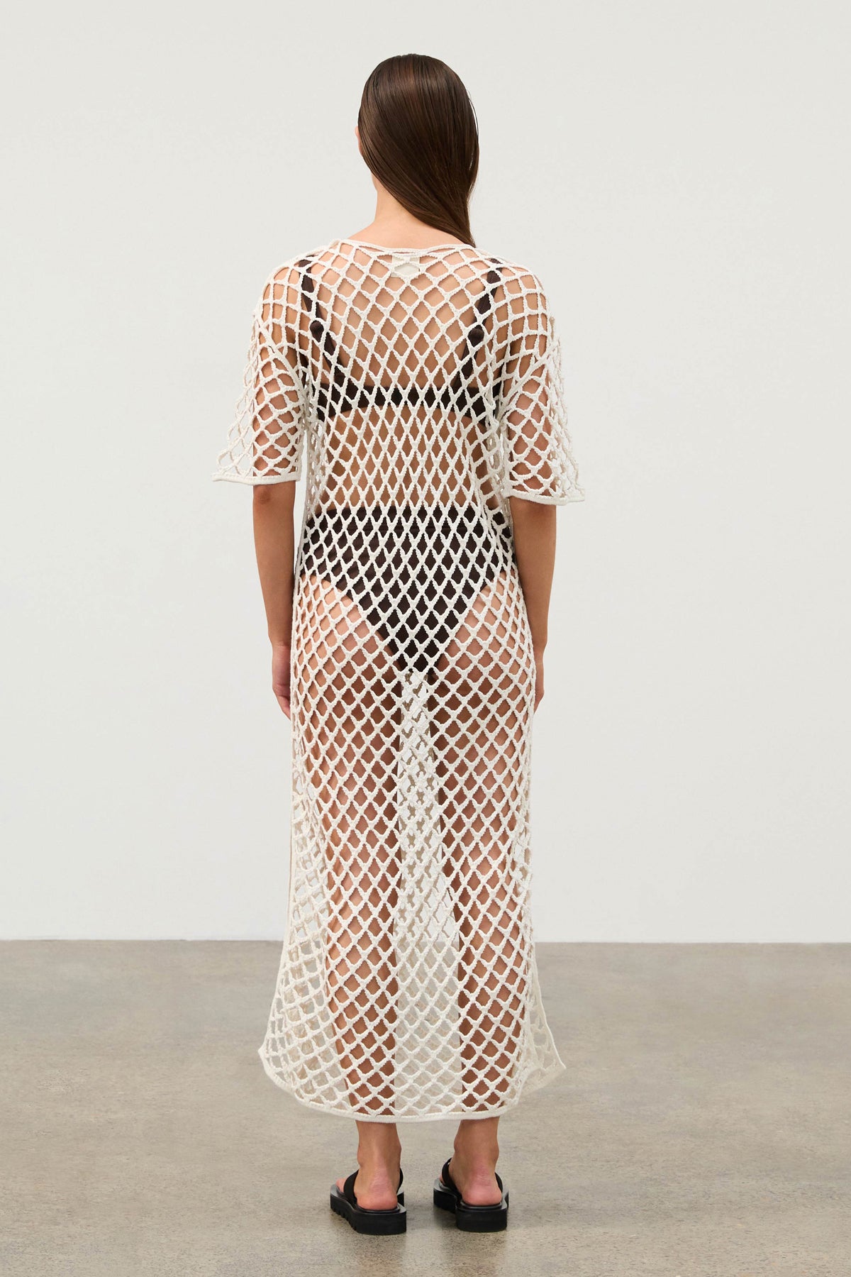 White Lattice Knit Dress