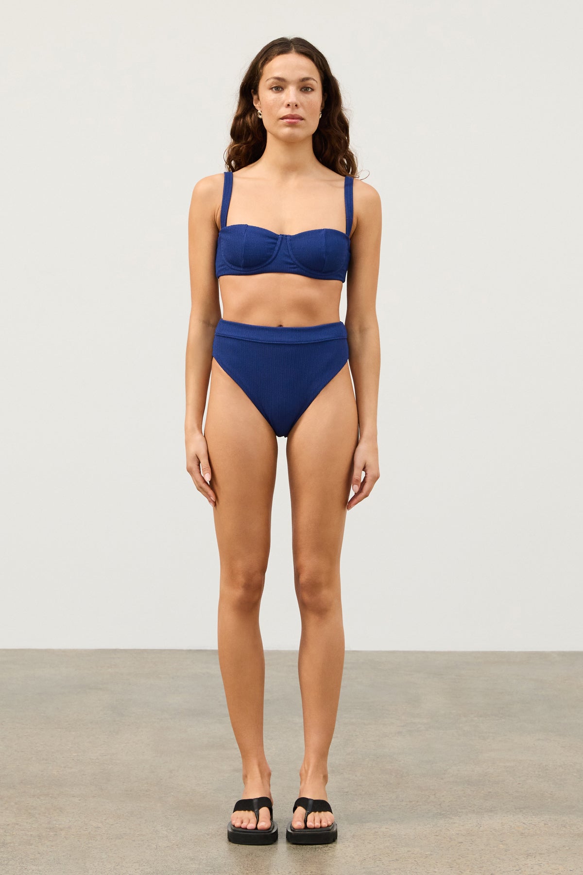 Ocean Blue Textured Balconette Bra Cup