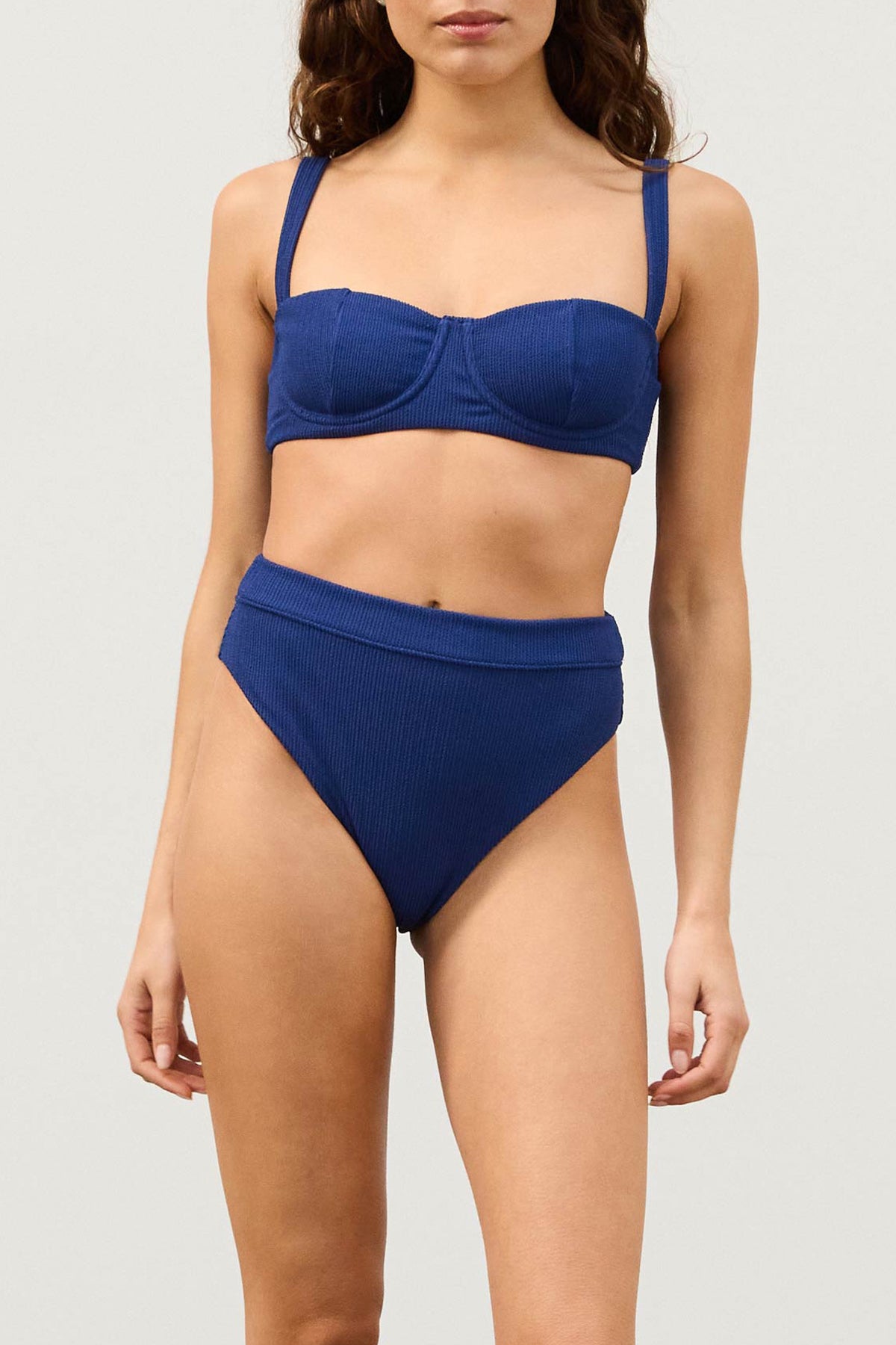 Ocean Blue Textured High Cut Brief