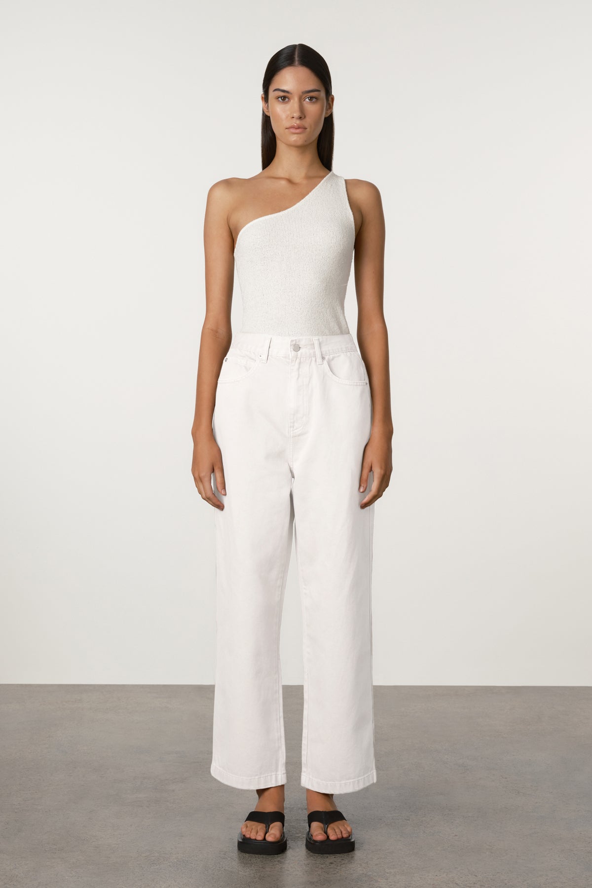 White Textured Knit Top